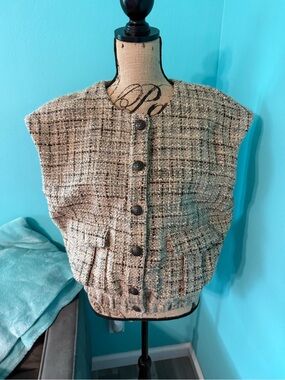 NWOT L’AGENCE Uma Women’s Tweed Vest with Metallic Accents Size Large